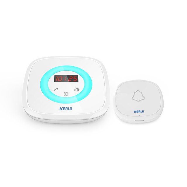 Kerui M526 Time Display Doorbell with F52 Push Button, Operating at over 500 Feet with Time Display, 58 Chimes, 4 Volume Levels, 4 Working Modes, 1 Plugin Receiver & 1 Push Button