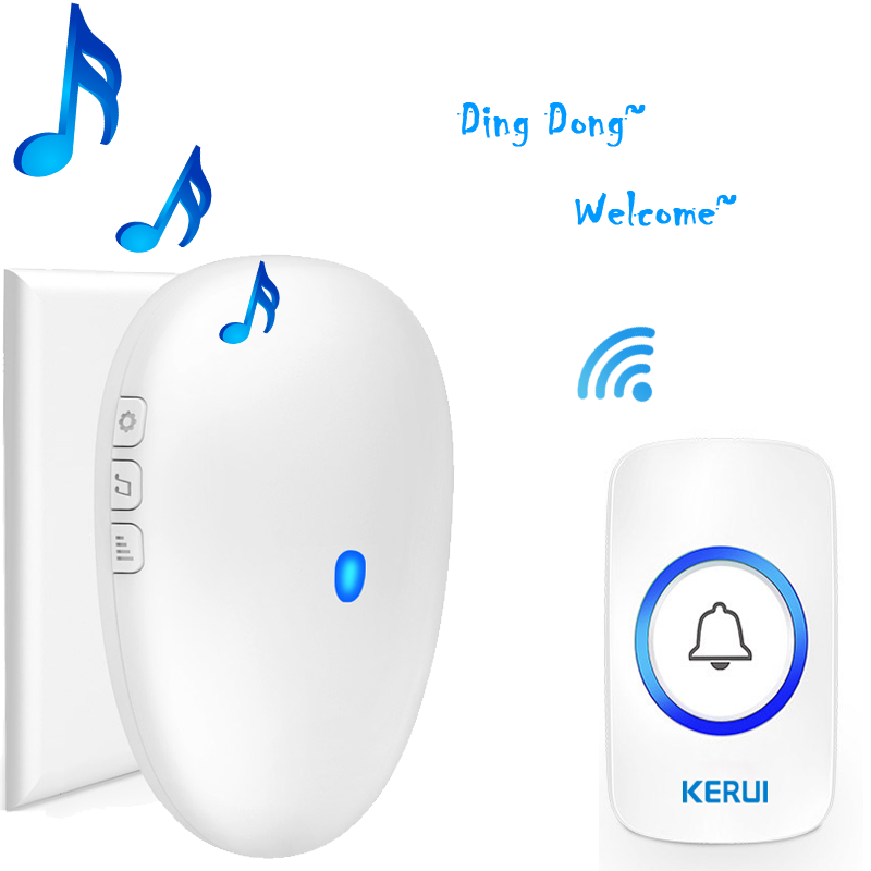 Kerui Smart Wireless Doorbell with Receiver Waterproof 57 Ringtones Chime UK EU US Plug Ring Door Bell