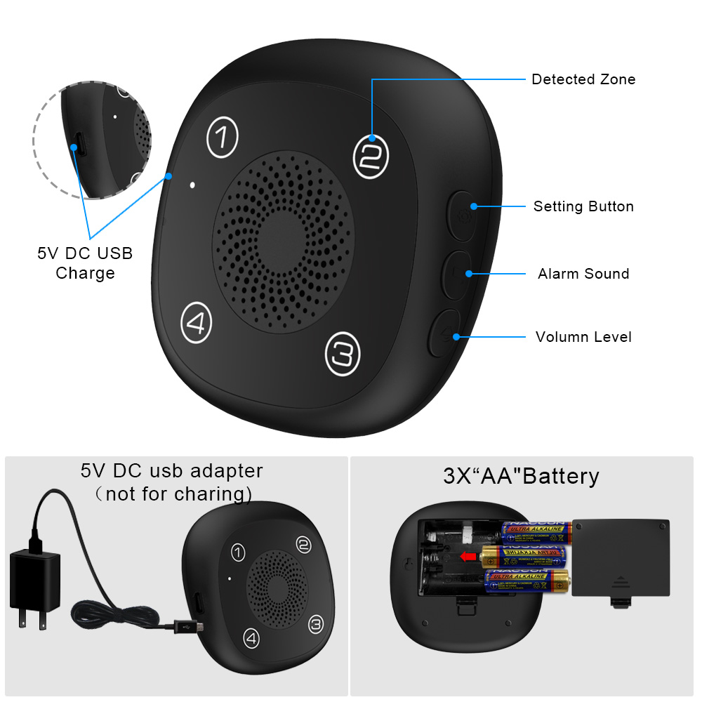Long Range Wireless Driveway Alarm Home Alarm System Motion Detection And 4 Zones Operation