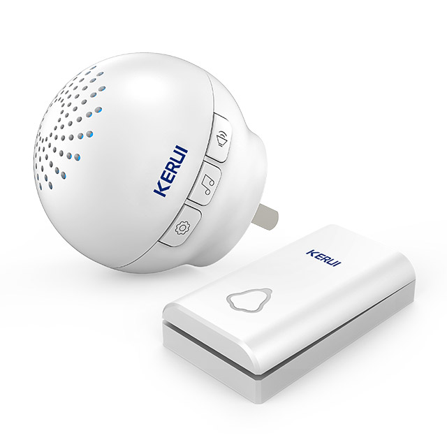 Kerui M622 Wireless Doorbell with F561 Push Button, Operating at over 500 Feet with 32 Chimes, 4 Volume Levels, LED Indicator, 1 Plugin Receiver & 1 Push Button